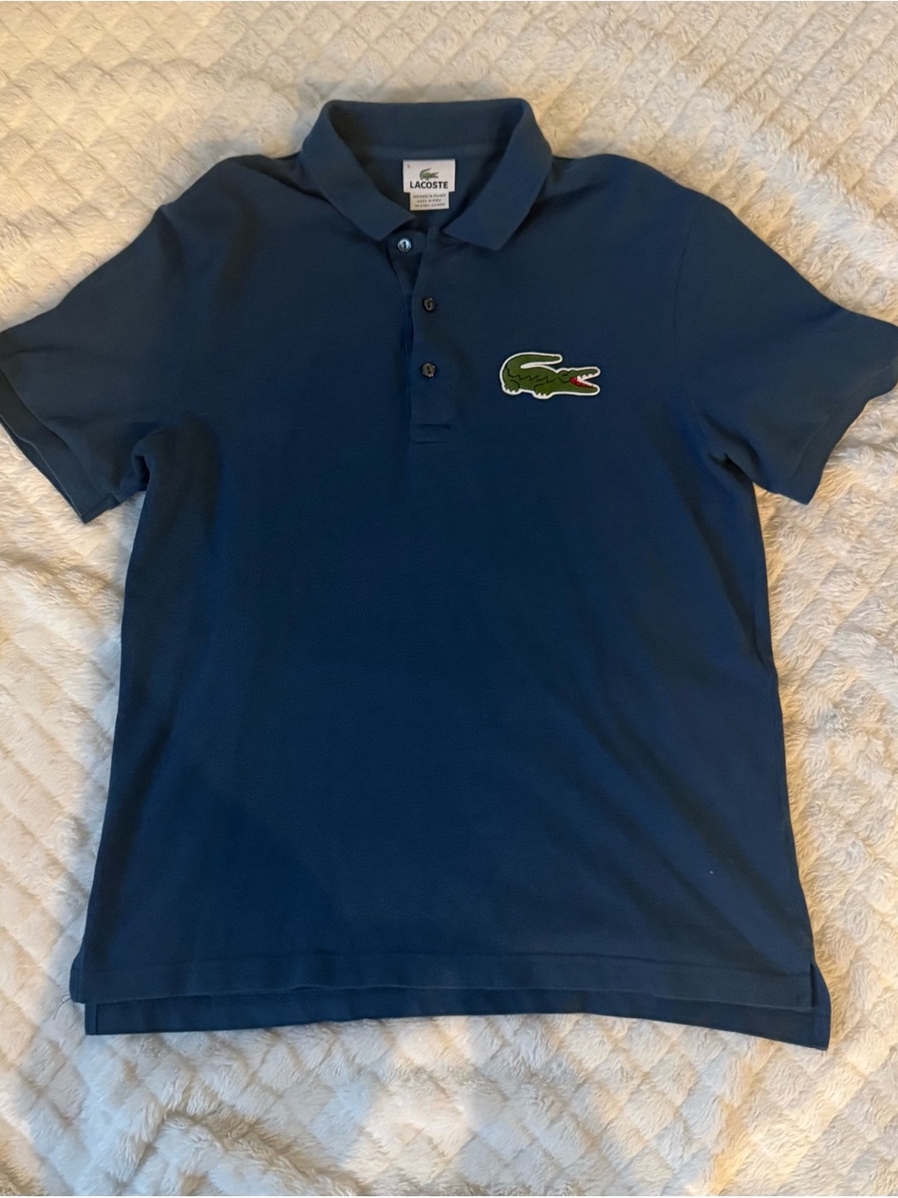 Lacoste Navy Polo with Green Crocodile Patch